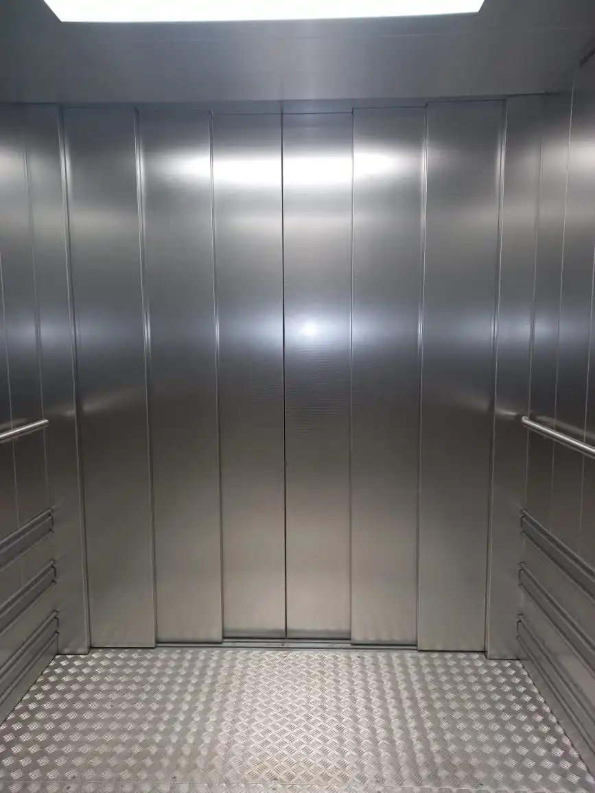 Lift interior with modern design and safe controls